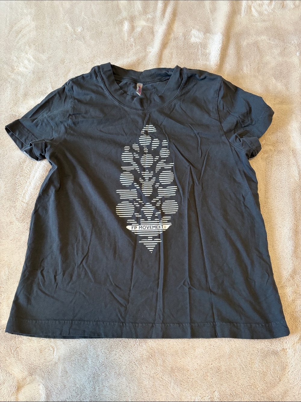 Free People grey Short Sleeve Tee with White Striped Feather Graphic